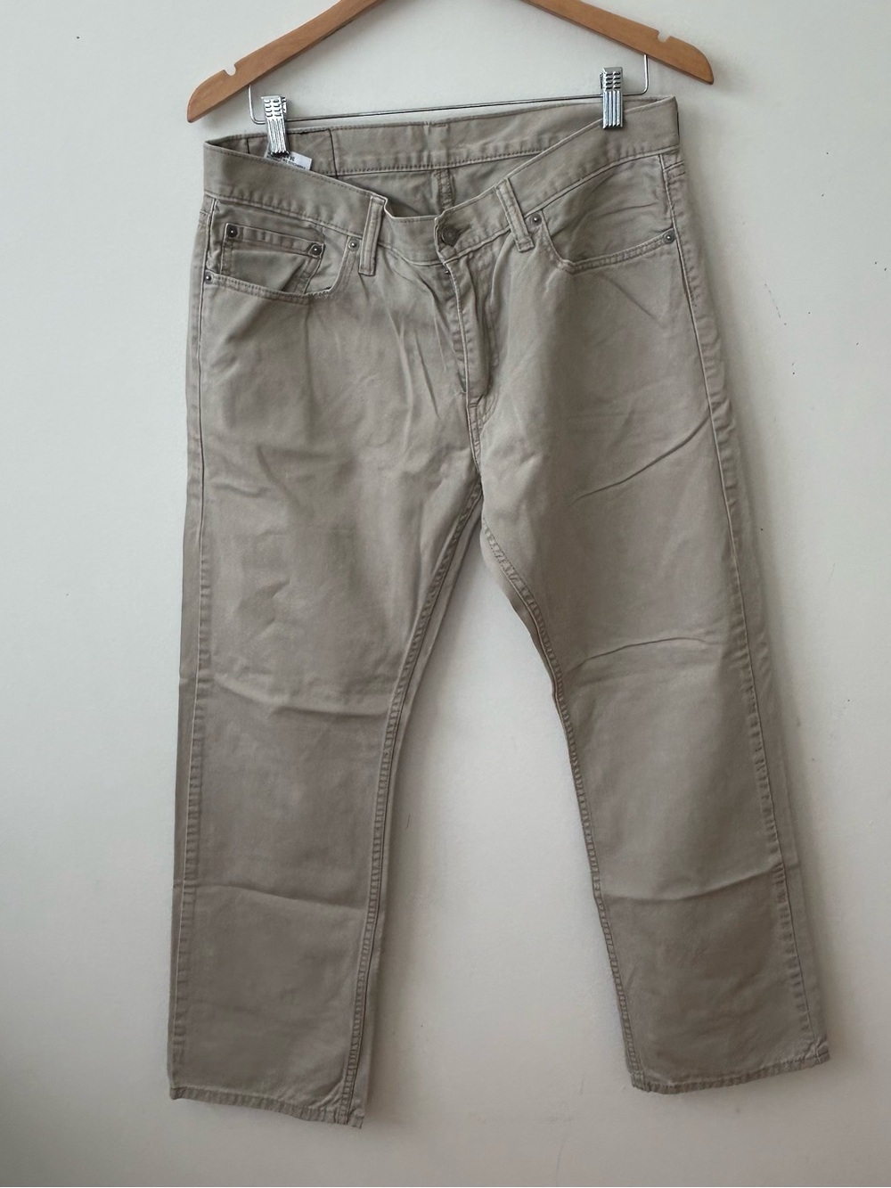 Levi’s 514 Khaki Pants Beige Black Label White Tag 100% Cotton Mens Size 34x30